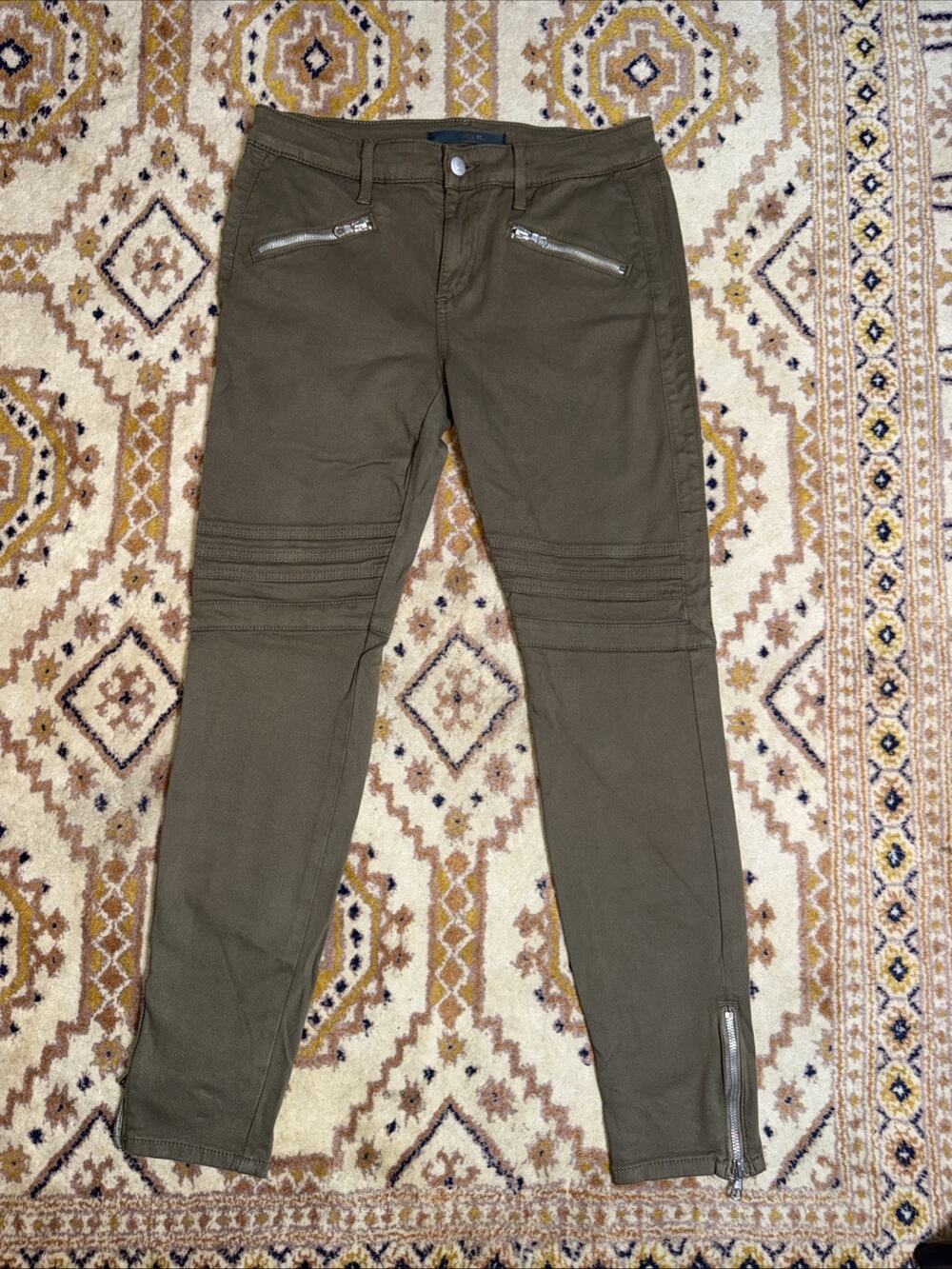 Joe's Jeans Women's Sz 29 Ankle Skinny Green Mid Rise Stretch Zip Cuff Denim